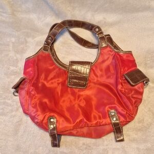 Caribbean Joe Red Shoulder Bag with Brown Trim